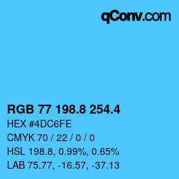 カラーコード: RGB 77 198.8 254.4 | qconv.com