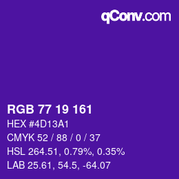 颜色代码: RGB 77 19 161 | qconv.com