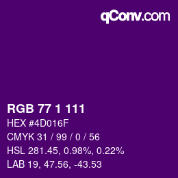 カラーコード: RGB 77 1 111 | qconv.com