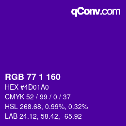 Color code: RGB 77 1 160 | qconv.com