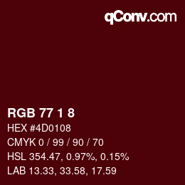 Color code: RGB 77 1 8 | qconv.com