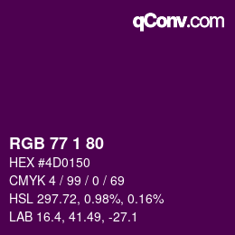 カラーコード: RGB 77 1 80 | qconv.com