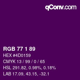 カラーコード: RGB 77 1 89 | qconv.com