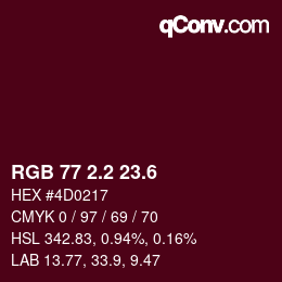 カラーコード: RGB 77 2.2 23.6 | qconv.com