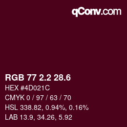 カラーコード: RGB 77 2.2 28.6 | qconv.com