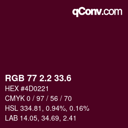 カラーコード: RGB 77 2.2 33.6 | qconv.com