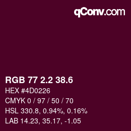カラーコード: RGB 77 2.2 38.6 | qconv.com