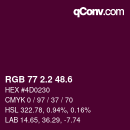 カラーコード: RGB 77 2.2 48.6 | qconv.com