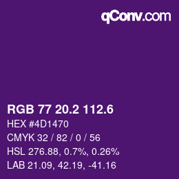 カラーコード: RGB 77 20.2 112.6 | qconv.com