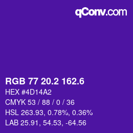 カラーコード: RGB 77 20.2 162.6 | qconv.com