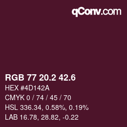 カラーコード: RGB 77 20.2 42.6 | qconv.com
