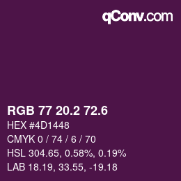 カラーコード: RGB 77 20.2 72.6 | qconv.com
