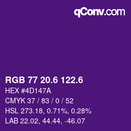カラーコード: RGB 77 20.6 122.6 | qconv.com