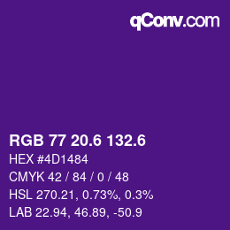 カラーコード: RGB 77 20.6 132.6 | qconv.com