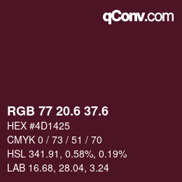 カラーコード: RGB 77 20.6 37.6 | qconv.com