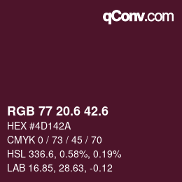 カラーコード: RGB 77 20.6 42.6 | qconv.com