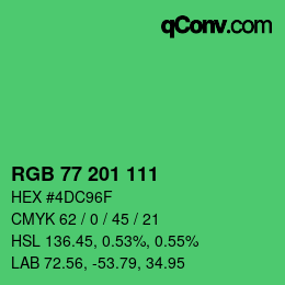 Color code: RGB 77 201 111 | qconv.com