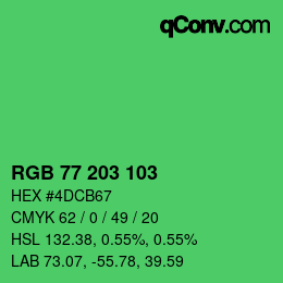 Color code: RGB 77 203 103 | qconv.com