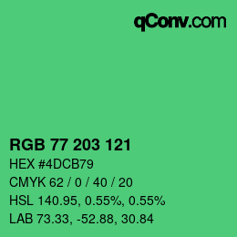 カラーコード: RGB 77 203 121 | qconv.com