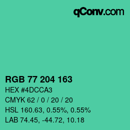 Color code: RGB 77 204 163 | qconv.com