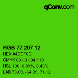カラーコード: RGB 77 207 12 | qconv.com