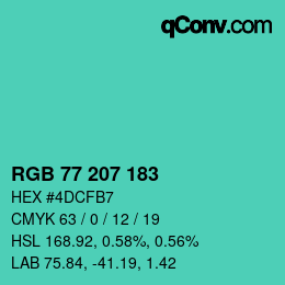 Código de color: RGB 77 207 183 | qconv.com