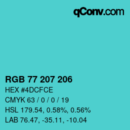 Farbcode: RGB 77 207 206 | qconv.com