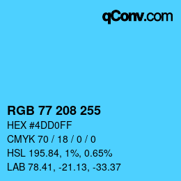 Color code: RGB 77 208 255 | qconv.com