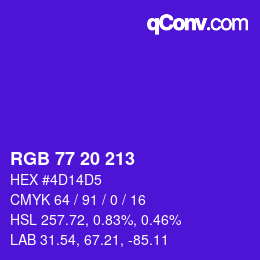 Color code: RGB 77 20 213 | qconv.com