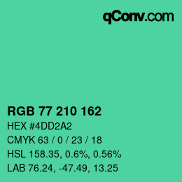 Color code: RGB 77 210 162 | qconv.com