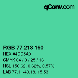 颜色代码: RGB 77 213 160 | qconv.com