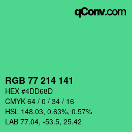 Color code: RGB 77 214 141 | qconv.com