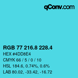 カラーコード: RGB 77 216.8 228.4 | qconv.com