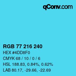 Color code: RGB 77 216 240 | qconv.com