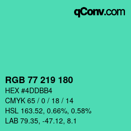 颜色代码: RGB 77 219 180 | qconv.com
