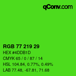 Color code: RGB 77 219 29 | qconv.com