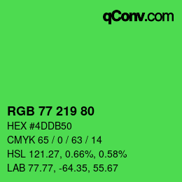 颜色代码: RGB 77 219 80 | qconv.com