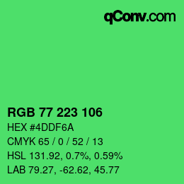 Color code: RGB 77 223 106 | qconv.com