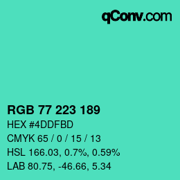 Color code: RGB 77 223 189 | qconv.com