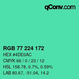 Color code: RGB 77 224 172 | qconv.com
