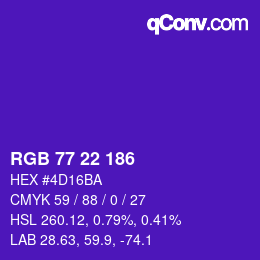 Código de color: RGB 77 22 186 | qconv.com