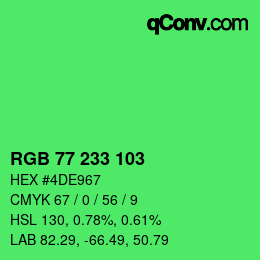 Color code: RGB 77 233 103 | qconv.com