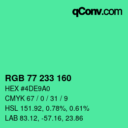 Color code: RGB 77 233 160 | qconv.com