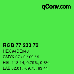 Color code: RGB 77 233 72 | qconv.com