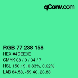 Color code: RGB 77 238 158 | qconv.com