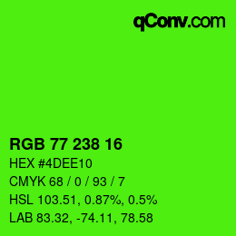 カラーコード: RGB 77 238 16 | qconv.com