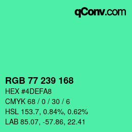 Color code: RGB 77 239 168 | qconv.com