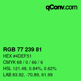 Color code: RGB 77 239 81 | qconv.com