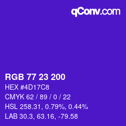 カラーコード: RGB 77 23 200 | qconv.com