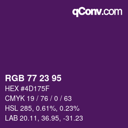 Color code: RGB 77 23 95 | qconv.com